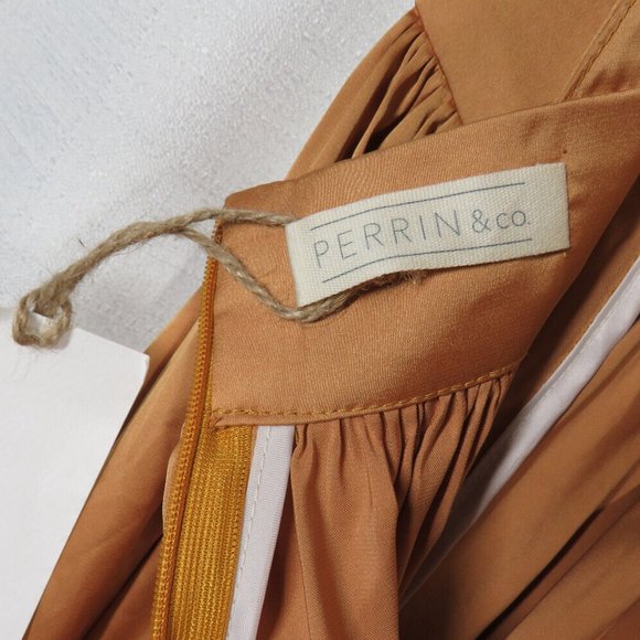 Perrin & Co Silk Serena Flowy Halter Maxi Dress, Gold, Pockets - Picture 9 of 14